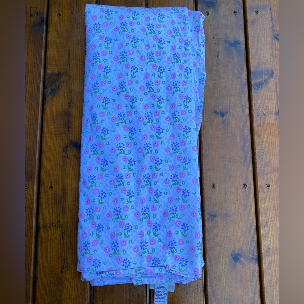 Pottery Barn Kids Pink and Blue Floral Twin Flat Sheet and Fitted Sheet